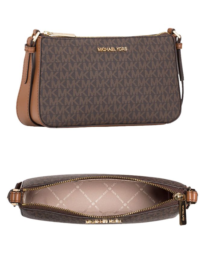 MICHAEL KORS - 滿版LOGO三合一皮革斜背包 (咖啡)