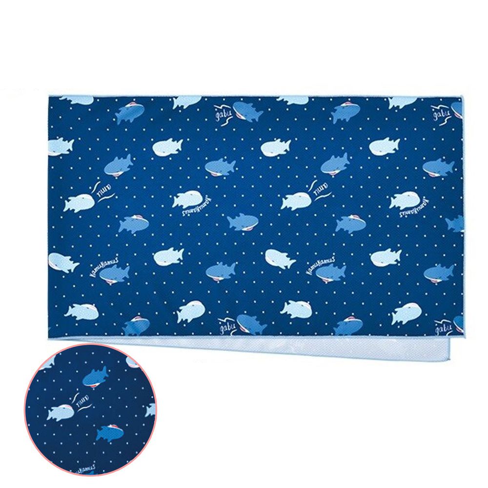 日本 LIV HEART - 抗UV水涼感巾(附收納罐)-鯨鯊兄弟-深藍 (30x100cm)