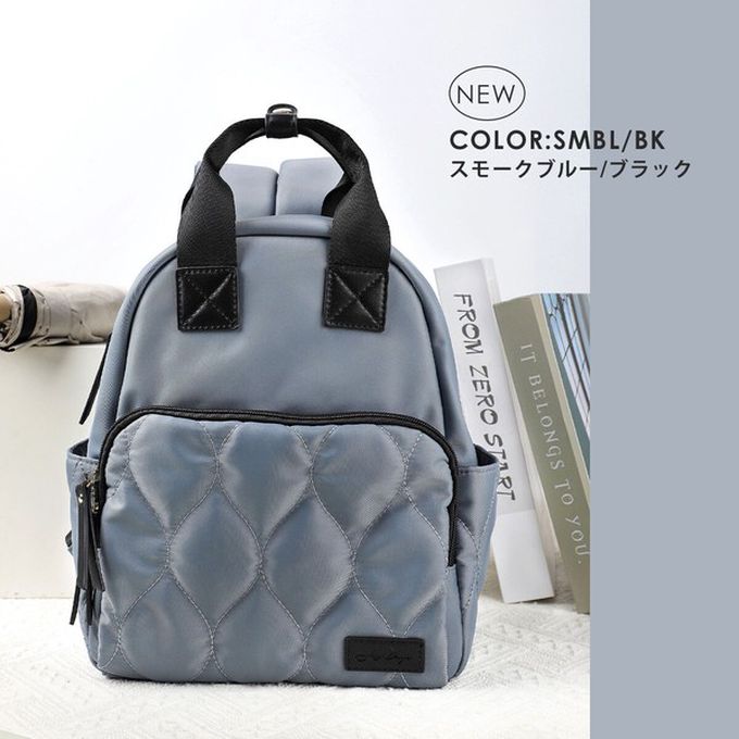 日本 LIZDAYS - 6口袋輕量絎縫時尚小巧後背包-全黑