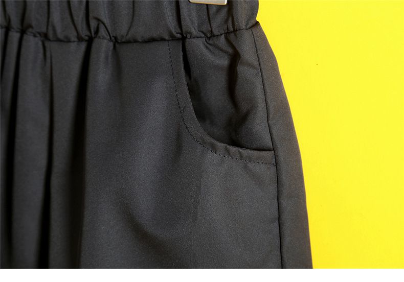 卡通人物史努比帥氣工裝長袖套裝(三件組)-黑色-背心+上衣+長褲