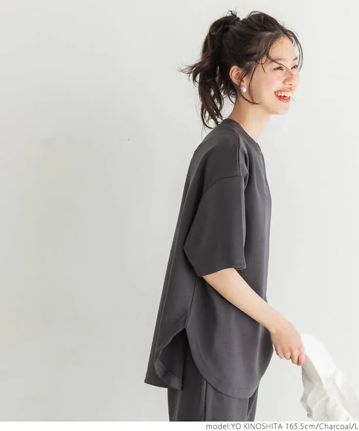 日本 COCA - 新感覺系列 輕盈落肩寬袖上衣-灰藍