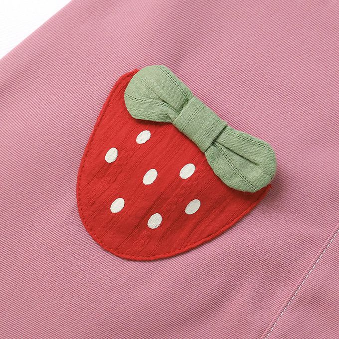 日本 ZOOLAND - 甜蜜草莓口袋俏麗吊帶裙-粉紅