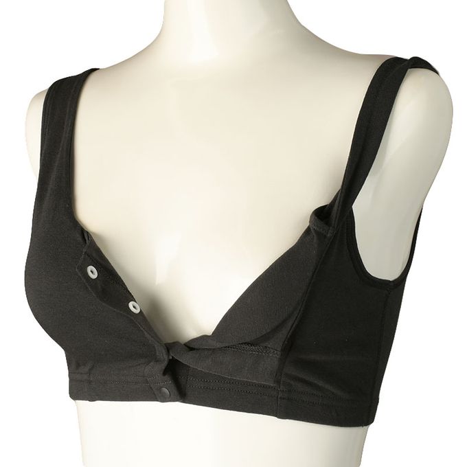 akachan honpo - 半截式內衣-前開式 素面-黑色