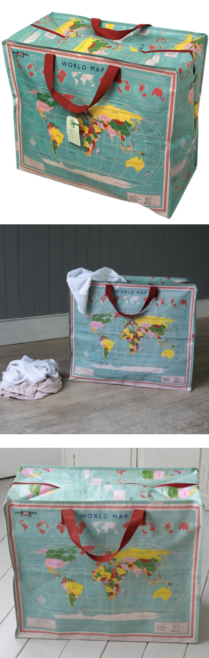 英國 Rex London - 衣物/棉被超大多功能防水環保收納袋/萬用袋-世界地圖