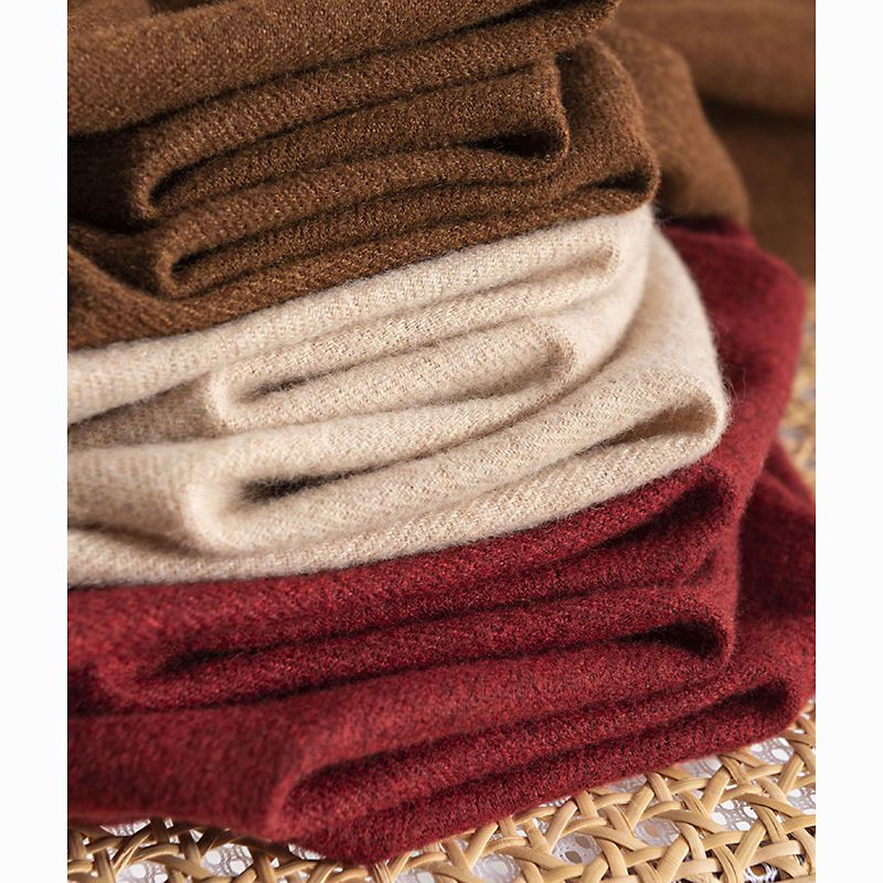 馬卡龍素色仿羊絨流蘇暖暖圍巾-奶咖啡色 (200x65cm)