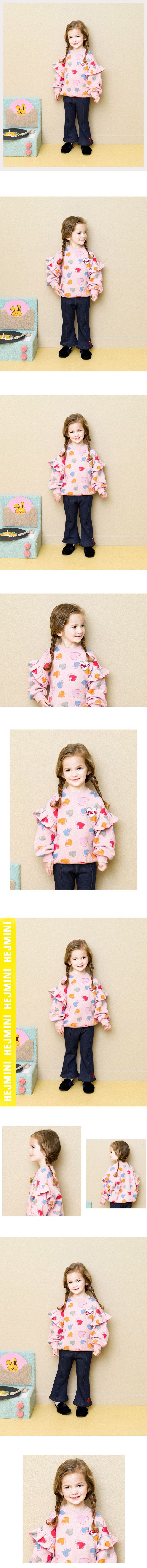 韓國 HEJMINI - (內刷毛)LOVE滿版心紋長袖上衣-粉