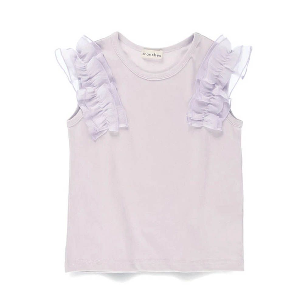 夢幻蕾絲荷葉邊背心上衣-薰衣草紫