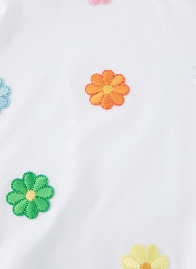 韓國 OZKIZ - 小花印刺繡短袖上衣-白