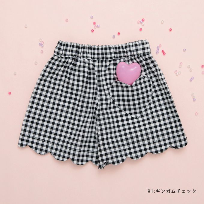 日本 BRANSHES - 心型口袋貝殼下擺可愛短褲-淺藍