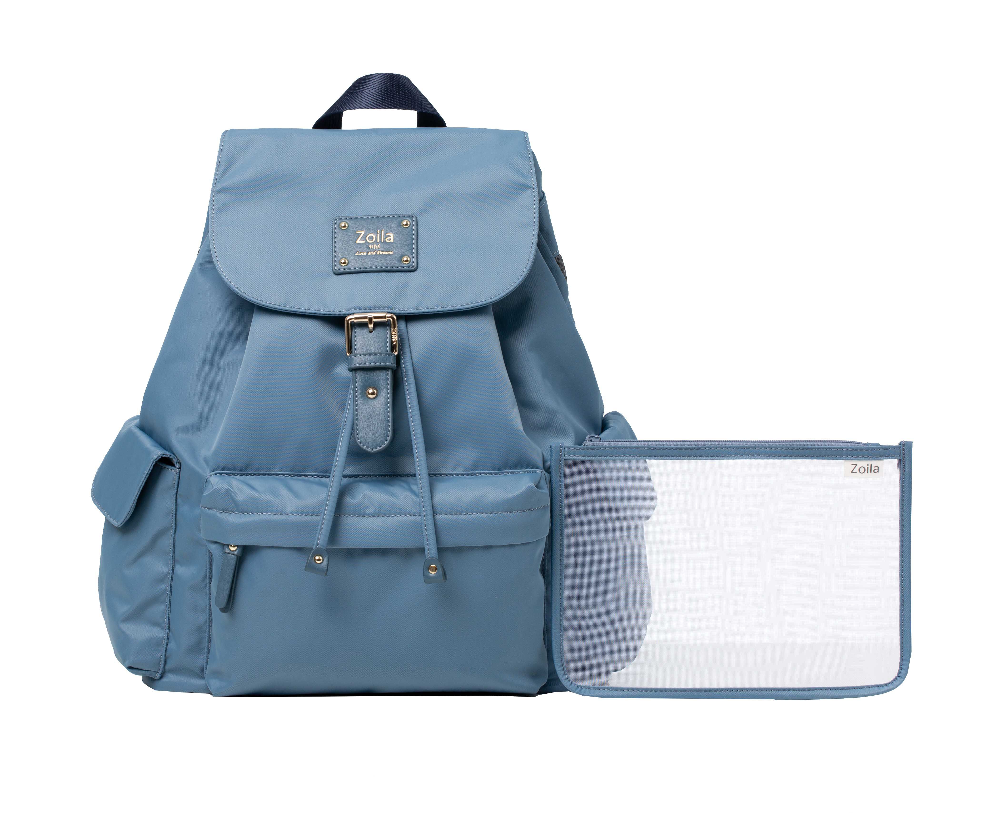 Zoila - 風格束口後背包-寧靜藍(大)-輕量美型媽媽包