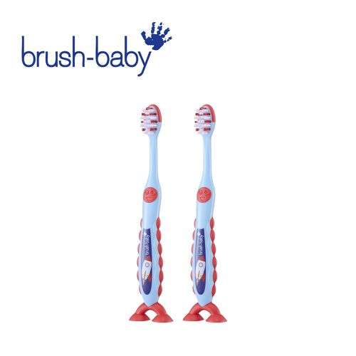 英國 brush-baby - 幼兒雙吸盤式牙刷-太空冒險-(3-6Y) 2入