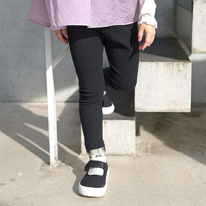 日本 Lycee mine - 下擺酷甜薄紗合身九分褲-黑