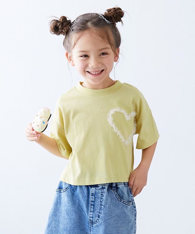 日本 devirock - 俏皮心型薄紗短袖上衣-白