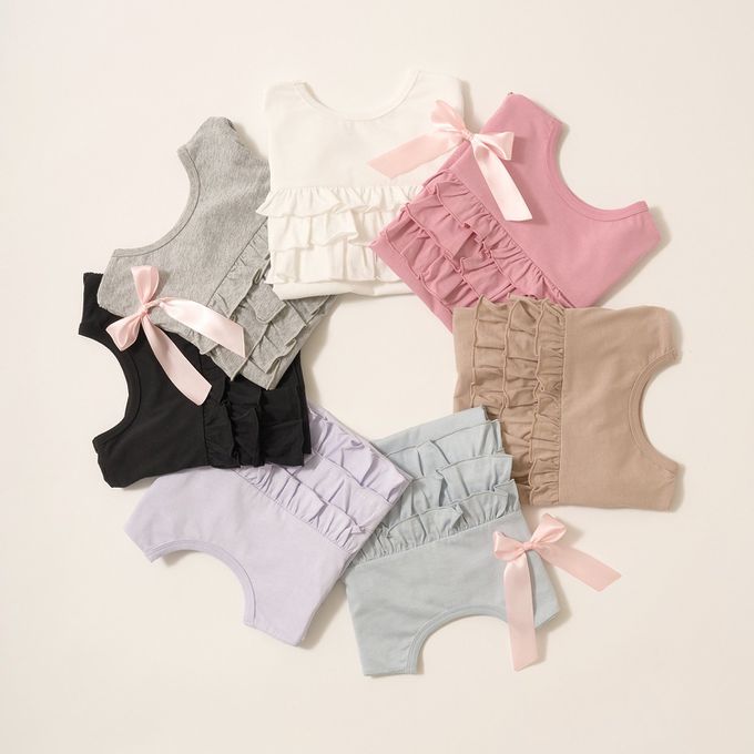 日本 Lycee mine - 100%棉 前後兩穿荷葉邊長袖上衣-淺紫