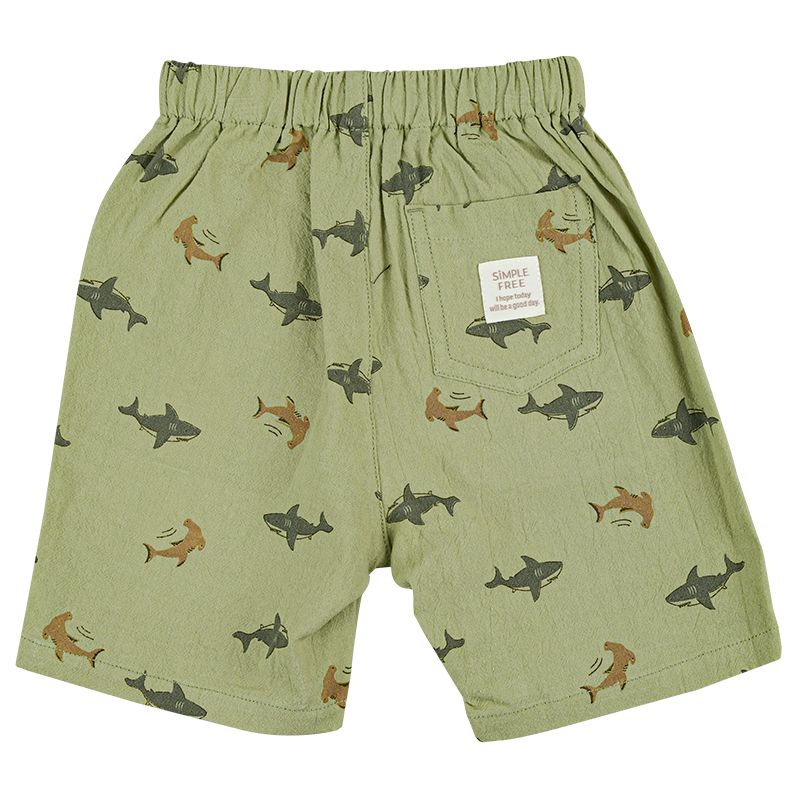 akachan honpo - 5分褲-麻料風-軍綠色