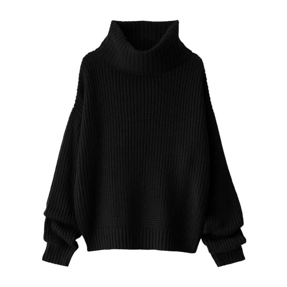 日本 GRL - 超寬鬆高領針織毛衣-黑