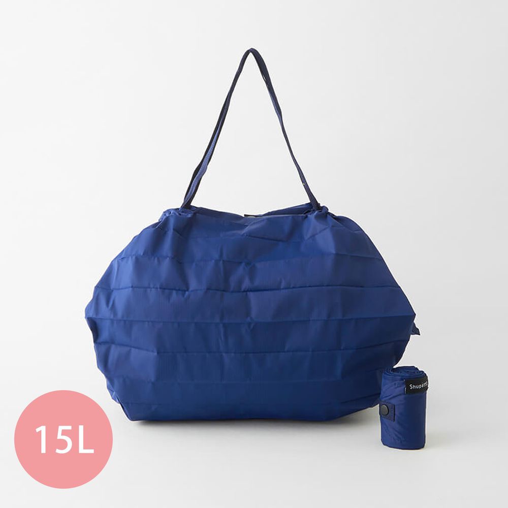 日本 MARNA - Shupatto 秒收摺疊購物袋-五週年限定升級款-沈靜藍 (M(30x35cm))-耐重5kg / 15L