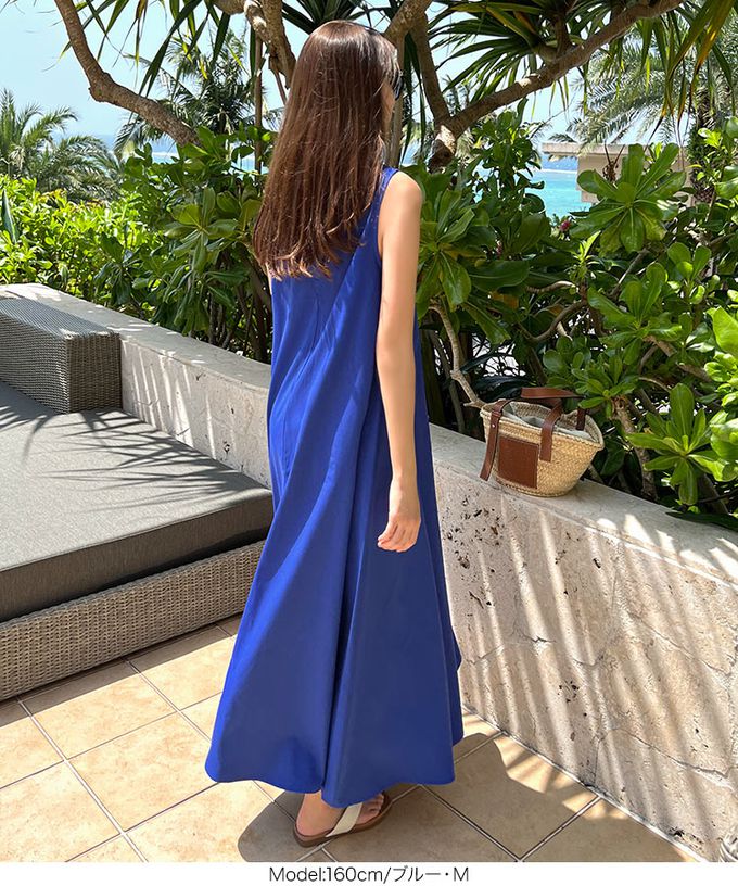 日本 Kobe Lettuce - 時尚休閒A字傘狀無袖洋裝-紅