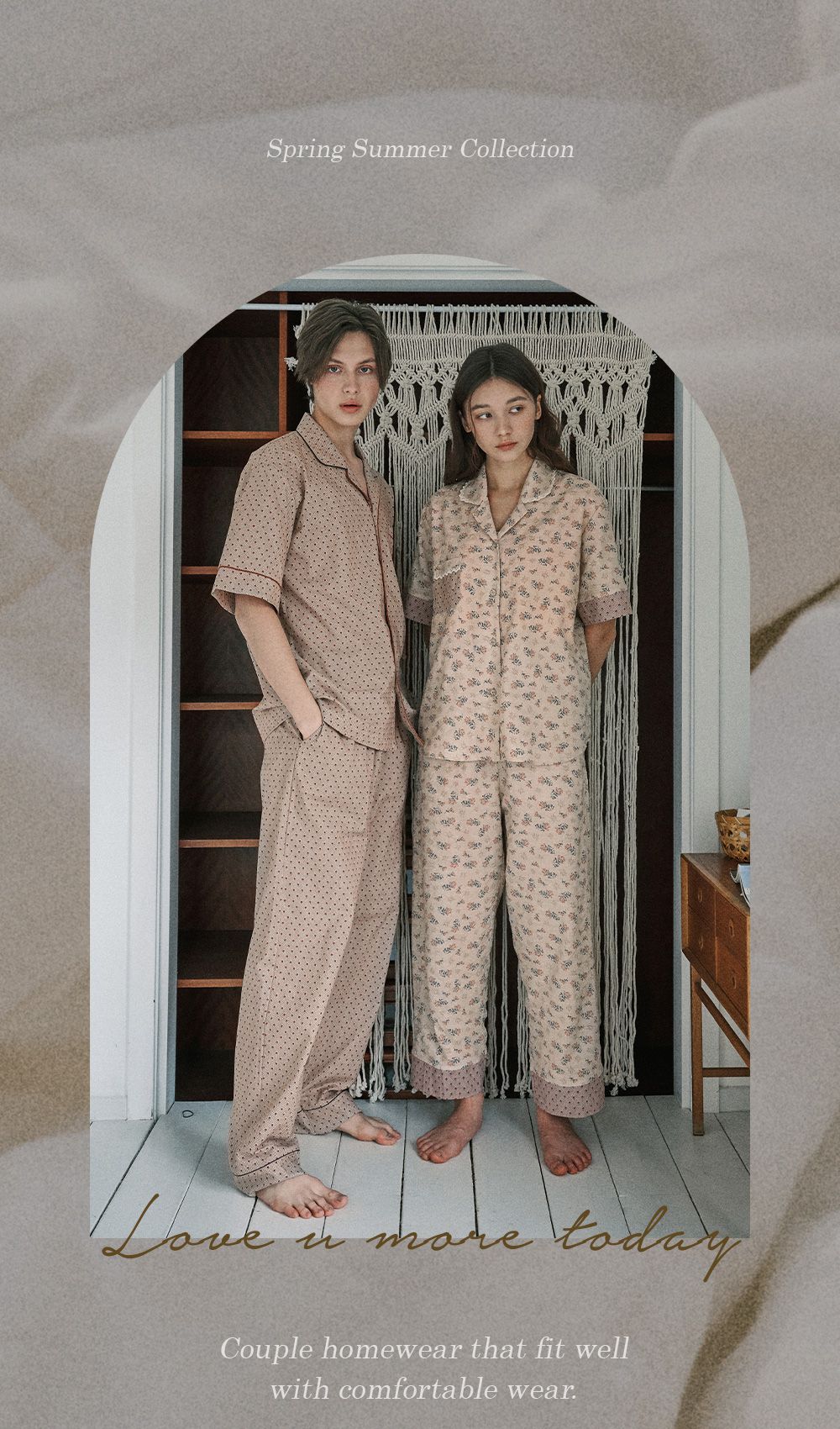 韓國 ULLALA - 復古碎花長褲睡衣(兩件式) (FREE)