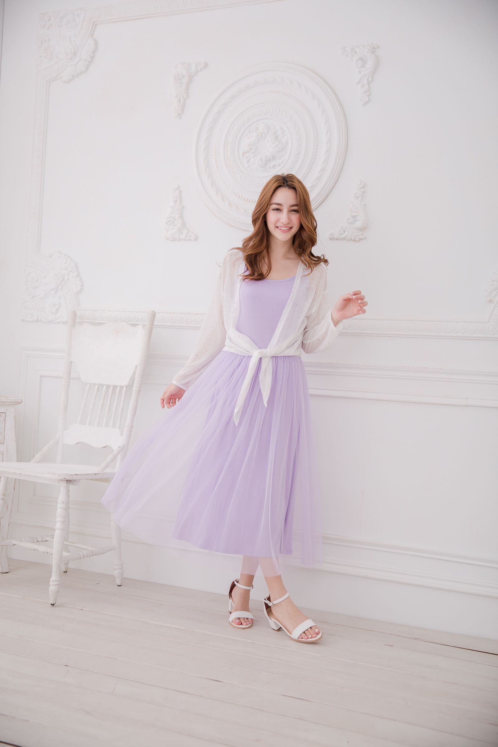 Peachy - 獨家訂製綿柔連身紗裙-細肩帶連身款-薰衣草紫 (F)