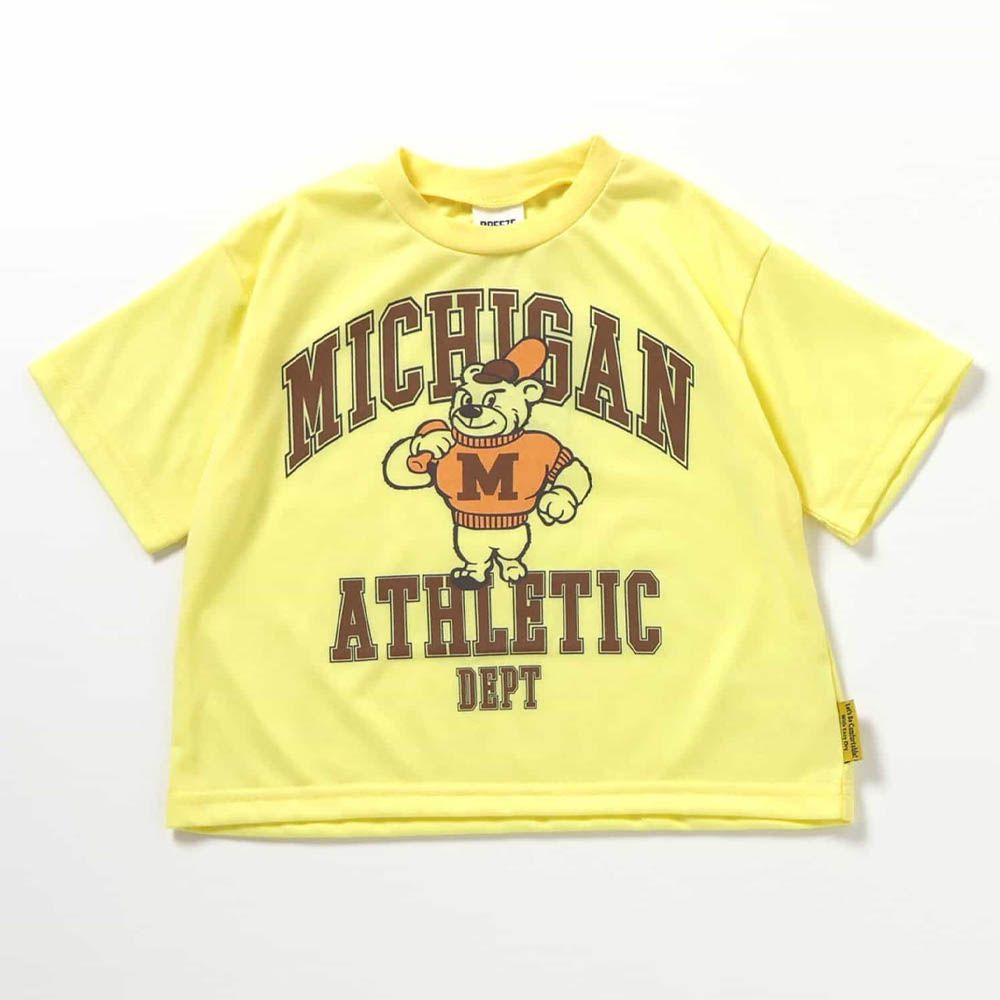 吸水速乾 美式印花短袖T恤-黃