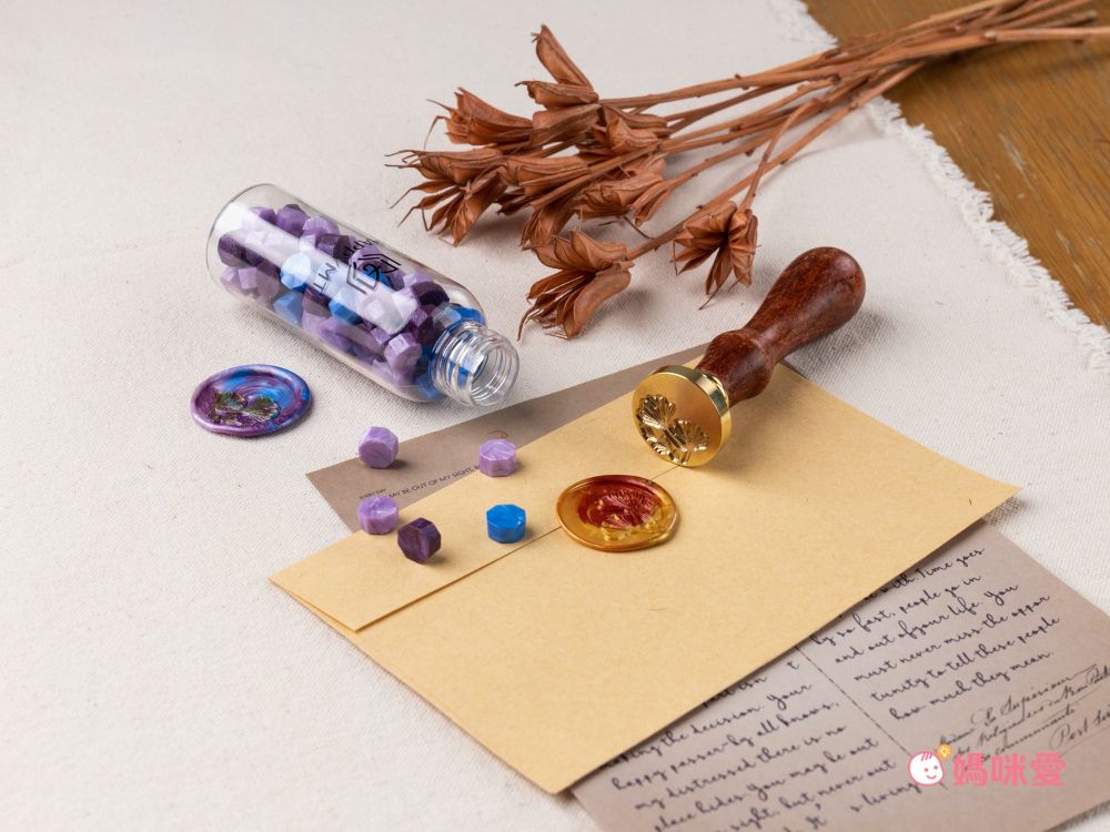 HAPPYMT - 客製火漆章封蠟超值組-金色蠟粒-25mm圓章