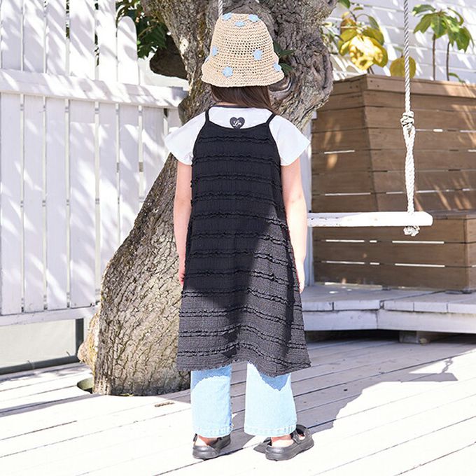 日本 Lycee mine - 度假感層次蕾絲吊帶洋裝-粉橘