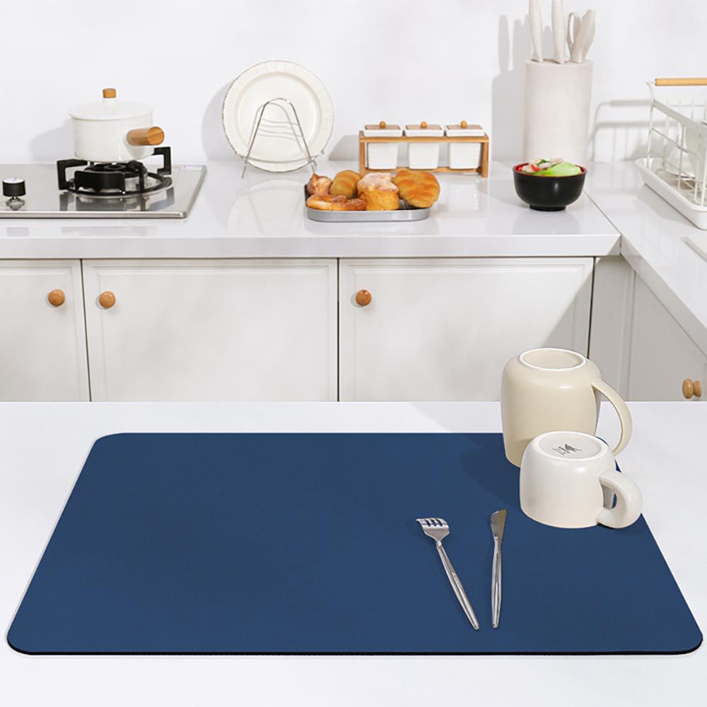 廚房/吧台吸水防滑隔熱墊-簡約素色-深藍色