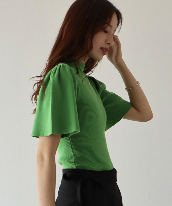 日本 BLUE EAST - 氣質羅紋針織上衣-綠
