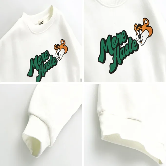 日本 BRANSHES - 裏起毛 舒適縮口長袖上衣-小熊-芥黃