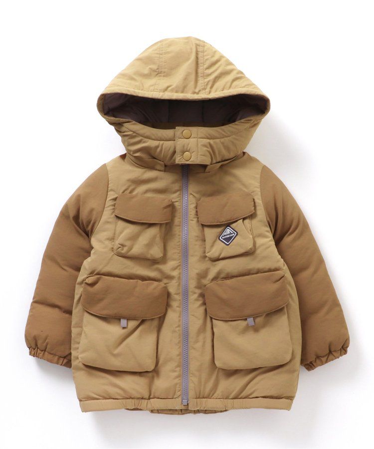 日本 BREEZE - 多口袋頂級保暖鋪棉連帽外套-卡其