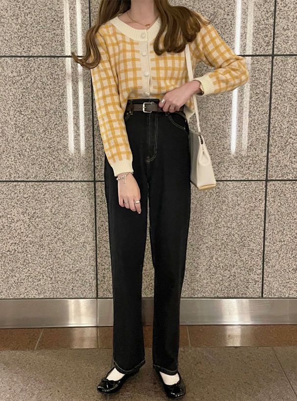 日本 GRL - 簡約直筒單寧牛仔褲-淺藍