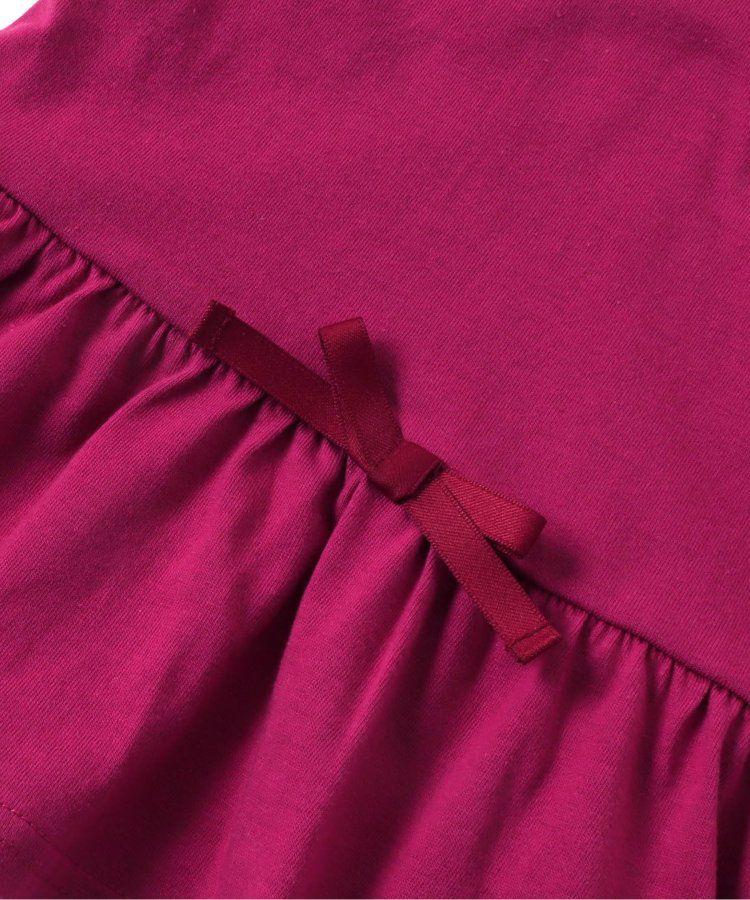 日本 apres les cours - 下擺傘狀蝴蝶結短袖上衣-桃紫