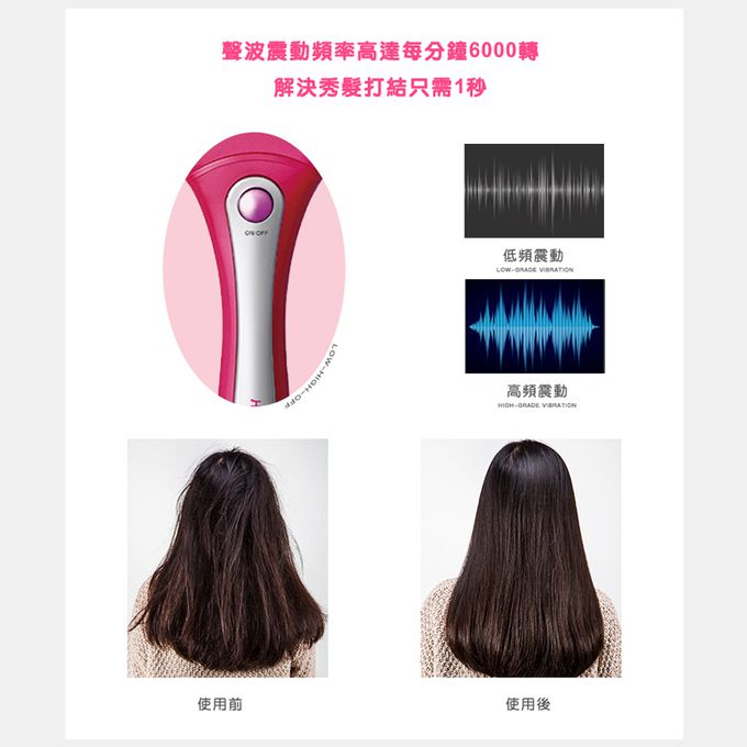 日本 KOIZUMI 小泉成器 - 音波磁氣美髮梳-大和櫻花-粉