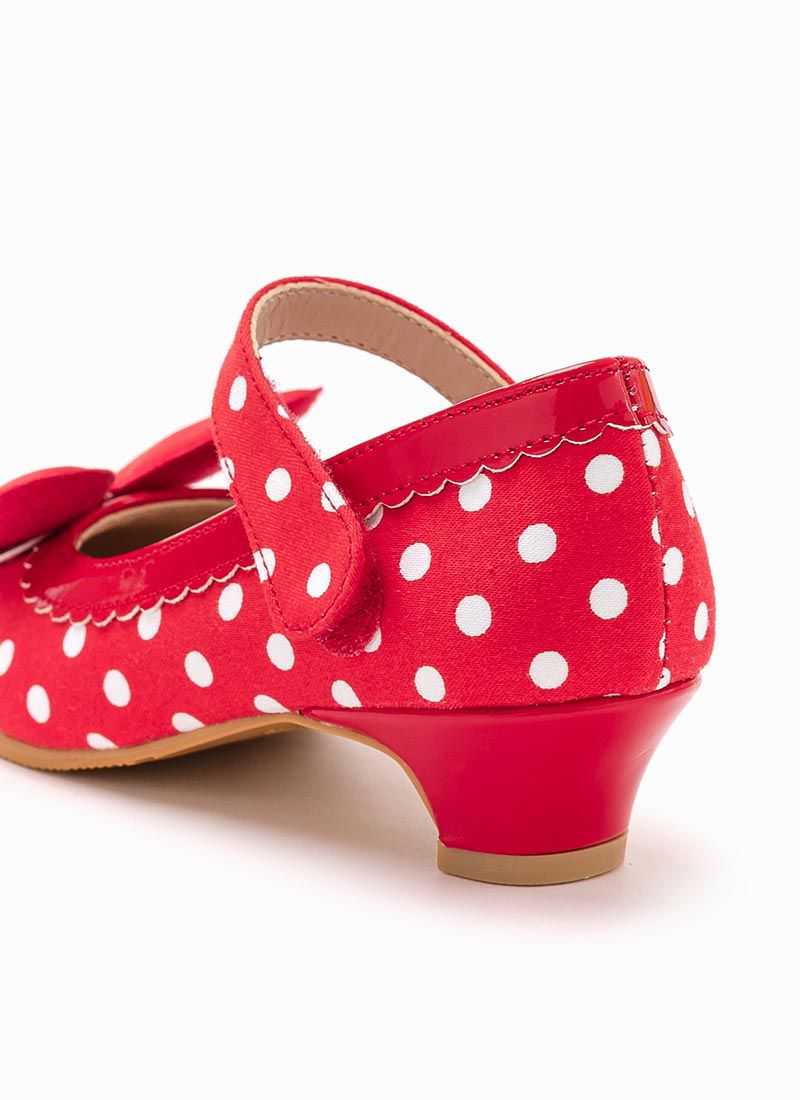 韓國 OZKIZ - 紅色點點低跟皮鞋