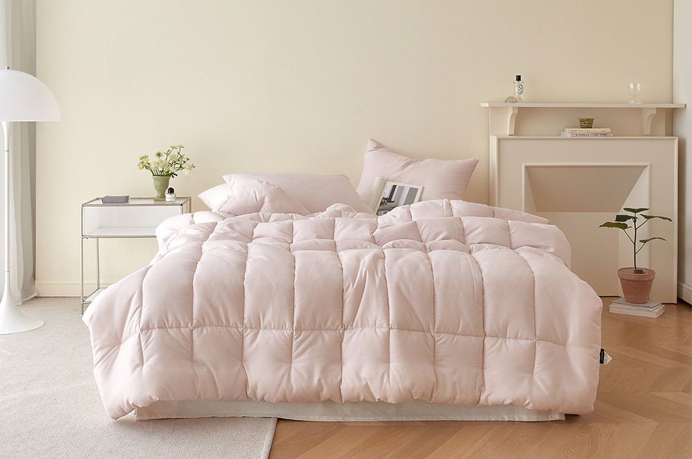 韓國 Maatila - 可水洗超細纖維桃皮感四季被-清爽粉