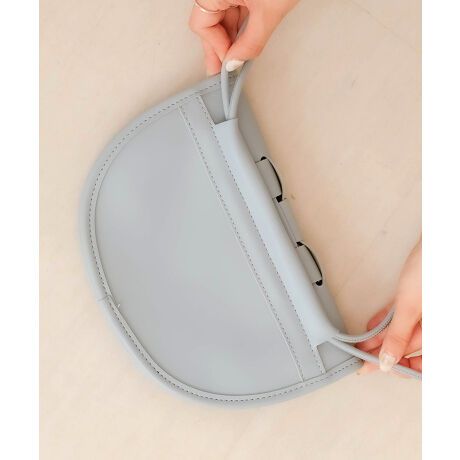 日本 Bab - 編織造型皮革半月小包-草綠