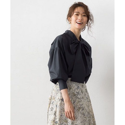 日本 Pierrot - 華麗蝴蝶結泡泡長袖上衣-天使白