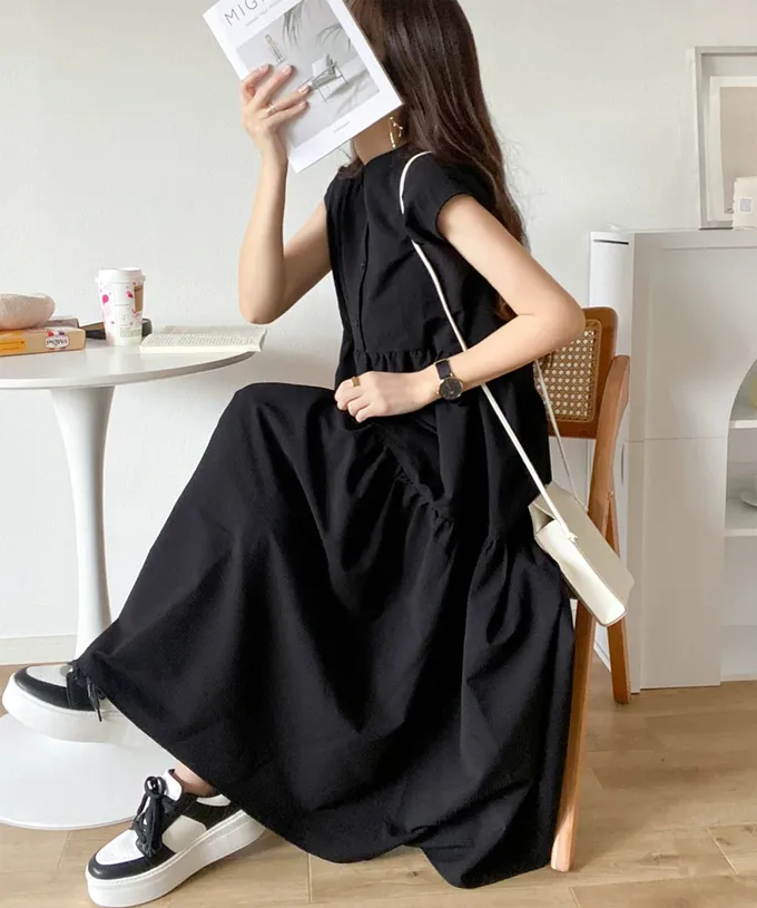 日本 Classical Elf - 襯衫式A字甜美法式袖洋裝-米杏