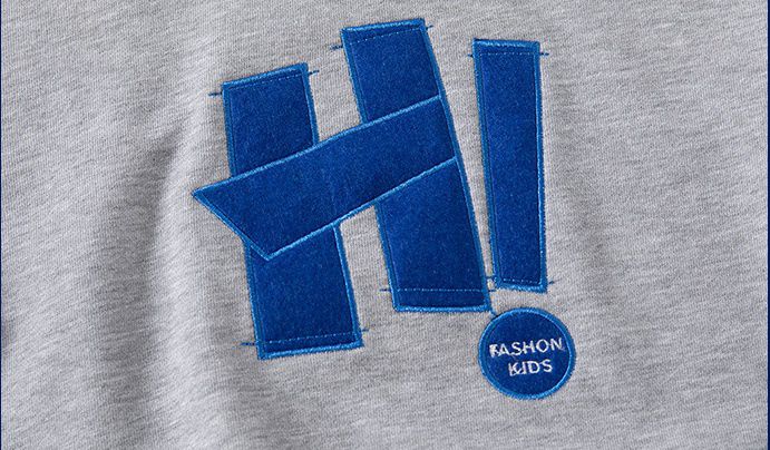 WELLKIDS - 圓領棉質不規則長袖上衣/大學T-H!-灰色