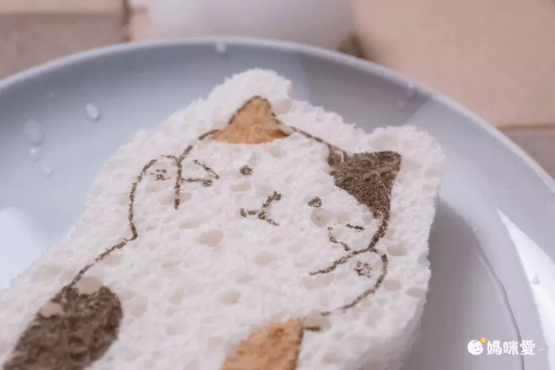 卡通吸水印花壓縮木漿海綿洗碗刷-可愛乳牛 (8.7x8cm)