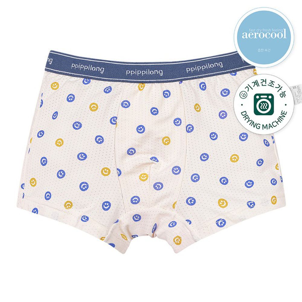 aerocool 涼感快乾洞洞四角褲(男寶)-撞色笑臉-米膚