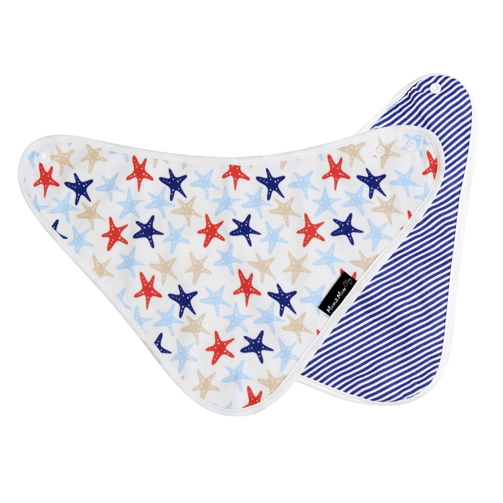 Mum 2 Mum - 雙面竹纖維棉機能口水巾圍兜-海星/藍條紋