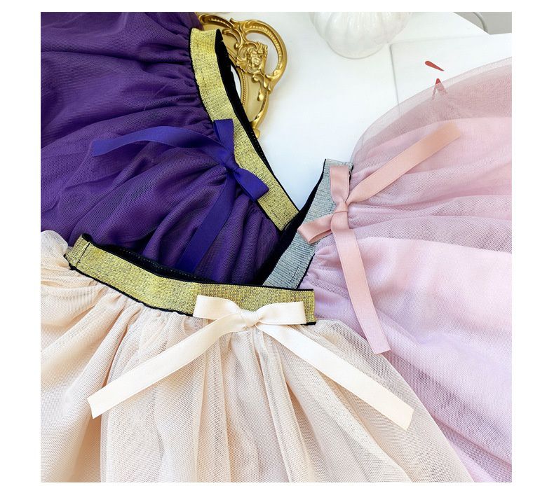 FANMOU - 內搭褲裙-撞色紗裙-灰色x粉色