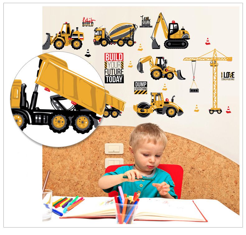 JB Design - 時尚壁貼-新款卡通工程車 (45cm*60cm)