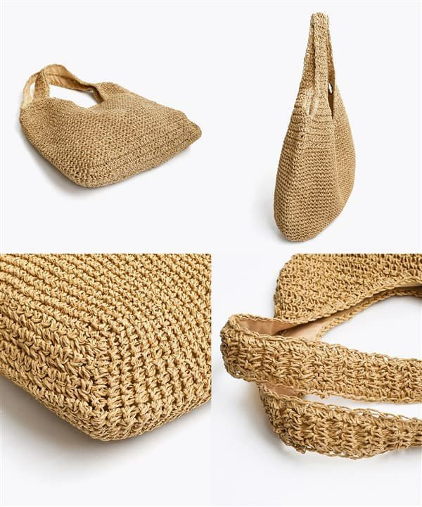 日本 zootie - 大容量清新肩背編織包-卡其