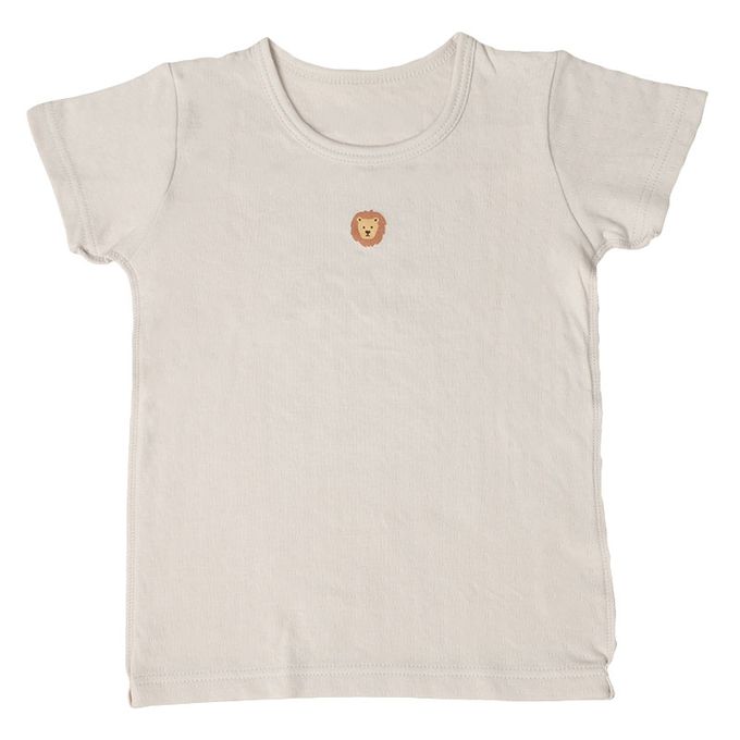 akachan honpo - 短袖圓領上衣2件組蓬鬆棉-消防車&獅子-藍色