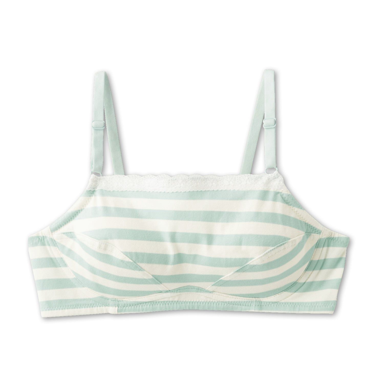 日本 Hummingchouchou - 輕柔包覆 少女成長型內衣(無背扣/肩帶可調)-條紋-粉紅