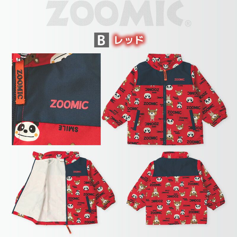 日本 ZOOLAND - 撥水加工 防風刷毛鋪棉外套-熊熊大集合-藍x卡其