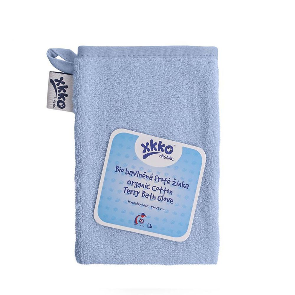捷克 XKKO - 有機棉洗澡手套-藍色